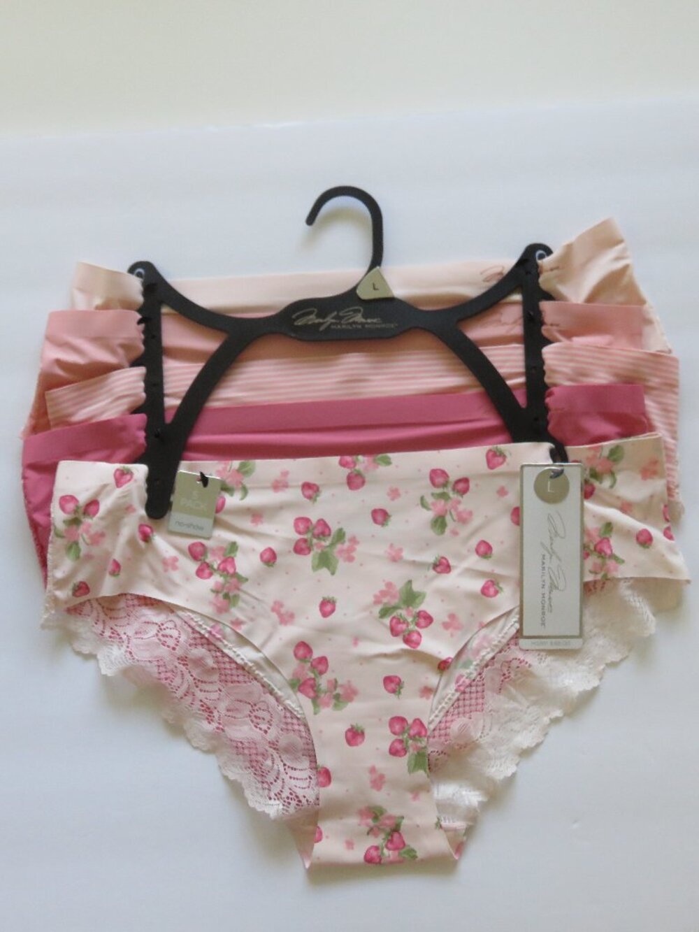 (#109) MARILYN MONROE multi Print 5-Pack Lace No-Show Panties Size L